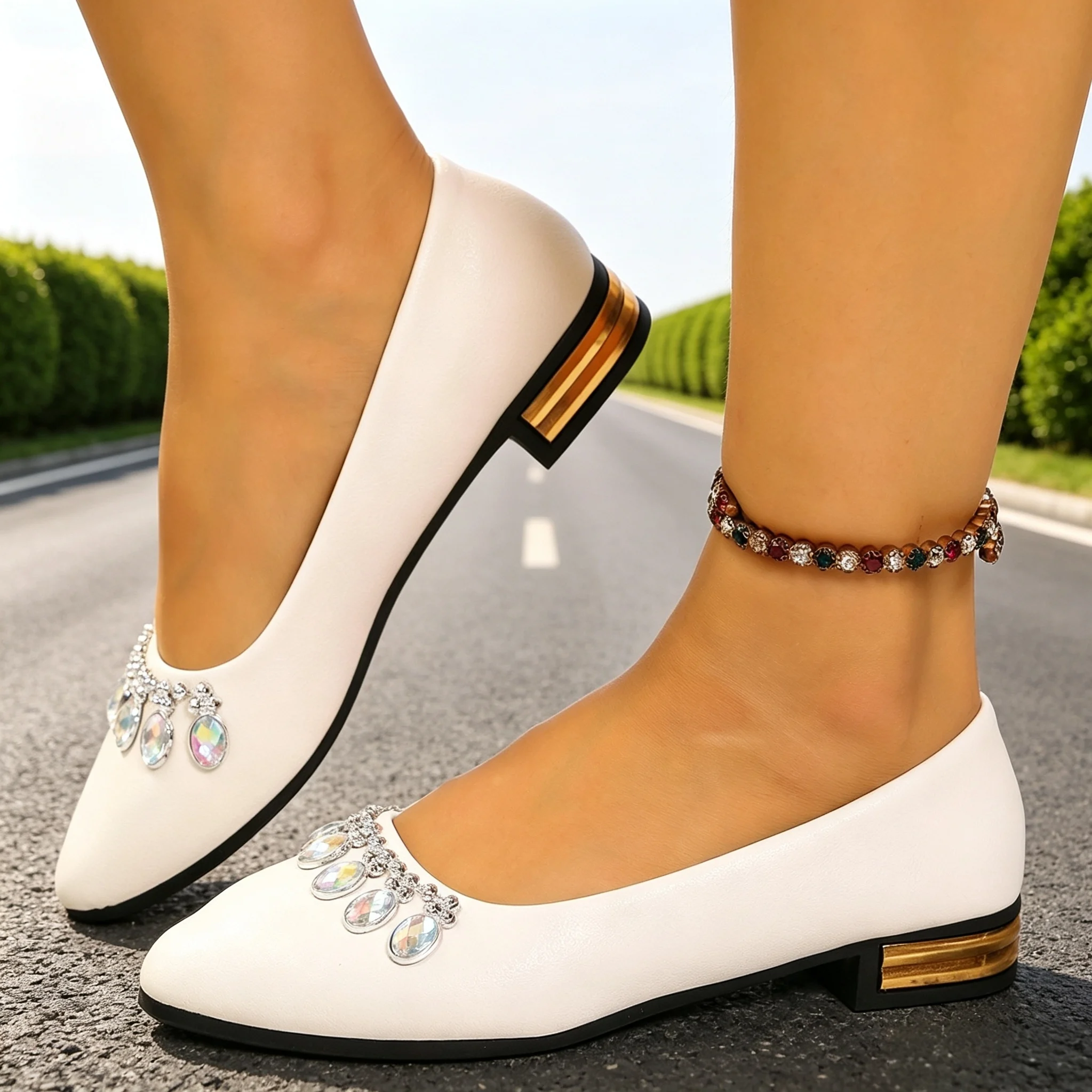 Womens Heels - Chaussures plates pour femmes à bout