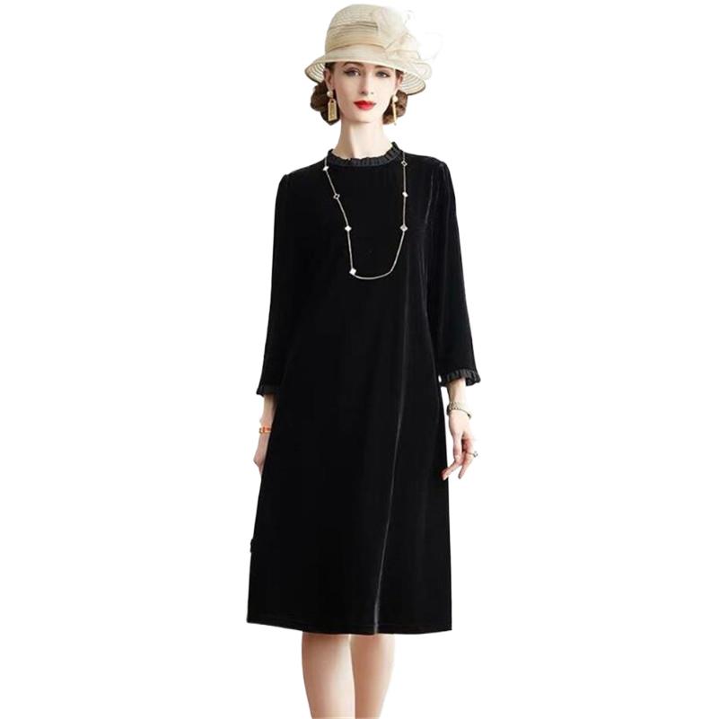 Midi Dress - Nouvelle Robe Longue Femme en Velours