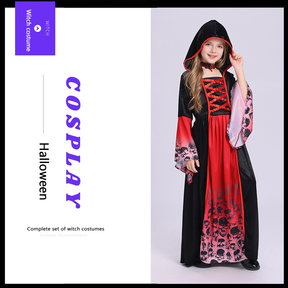Women'S Red Formal Wear - Costume de Sorcière Rouge et Noir,