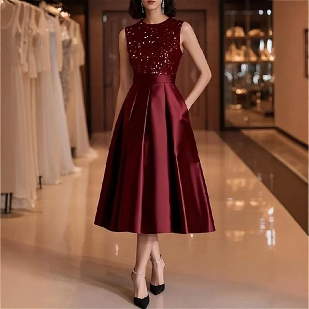 Robe Midi en Satin à Paillette - Midi Dress avis et prix