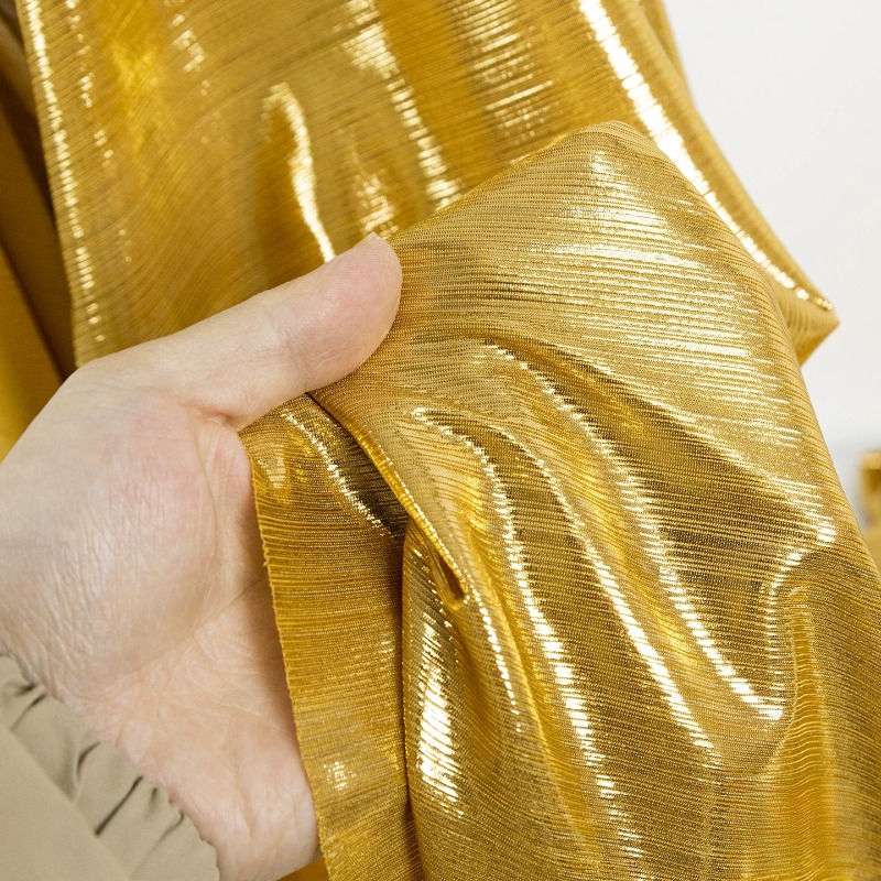 Tissu tricoté côtelé jaune dor - Evening Gown avis et prix
