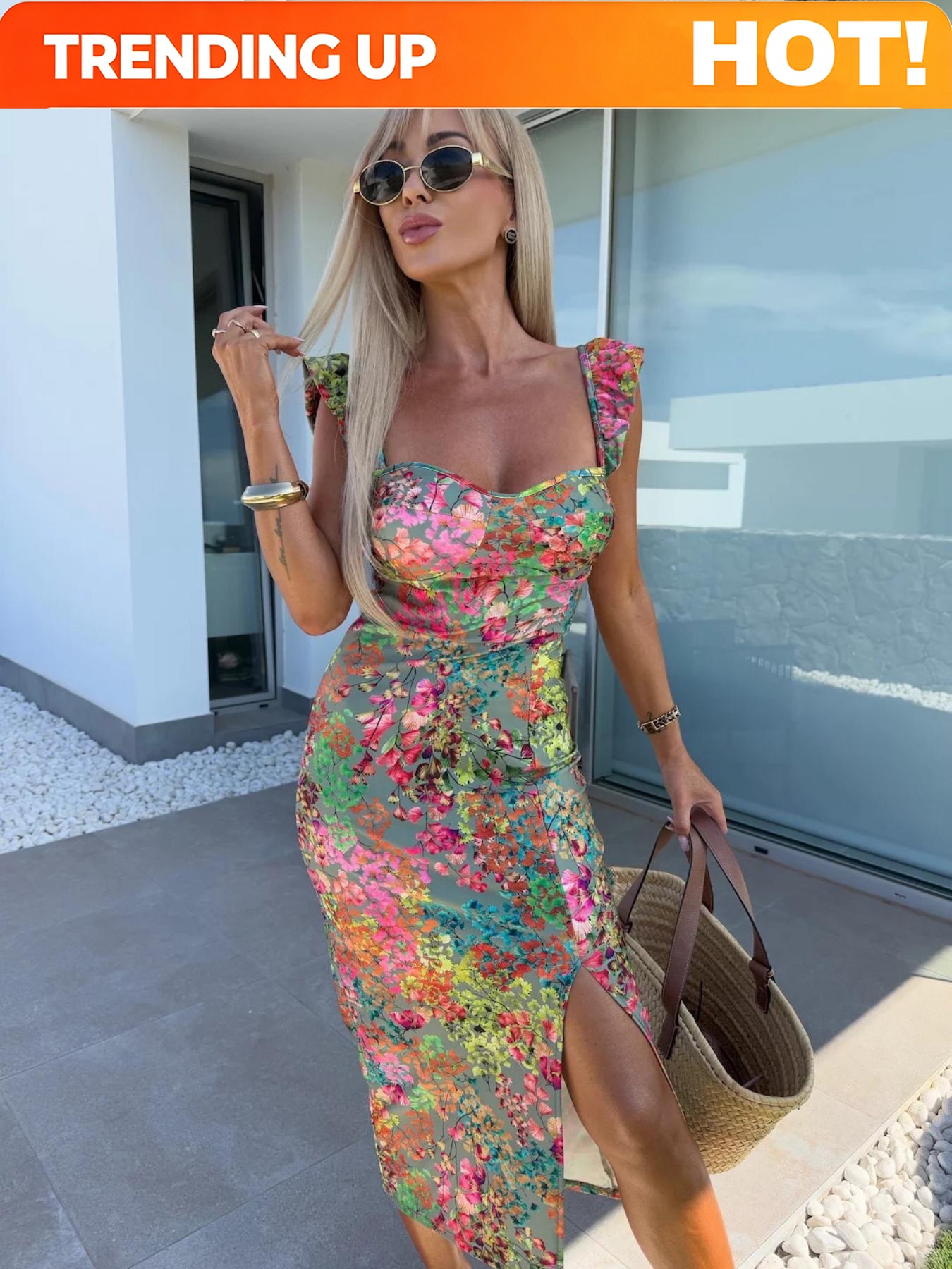 Nouvelle Robe Midi Imprimée Bo - Midi Dress avis et prix